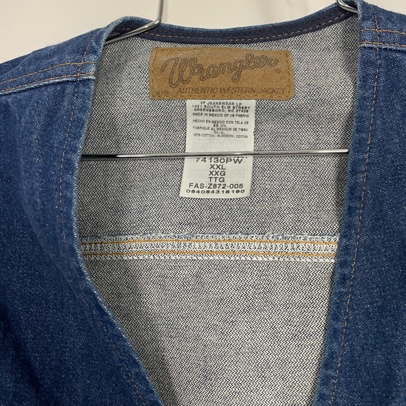 VTG Wrangler denim western vest w/ front pockets sz XXL - Picture 2 of 12